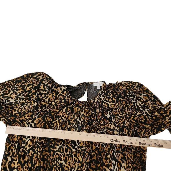 Ronny Kobo Blouse Medium Brown Chiara‎ Velvet Animal Print Top Zip Longsleeve - Picture 8 of 10